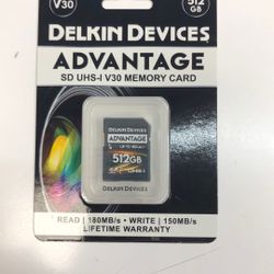 Delkin Devices Advantage SD Card V30 512gb Brand New
