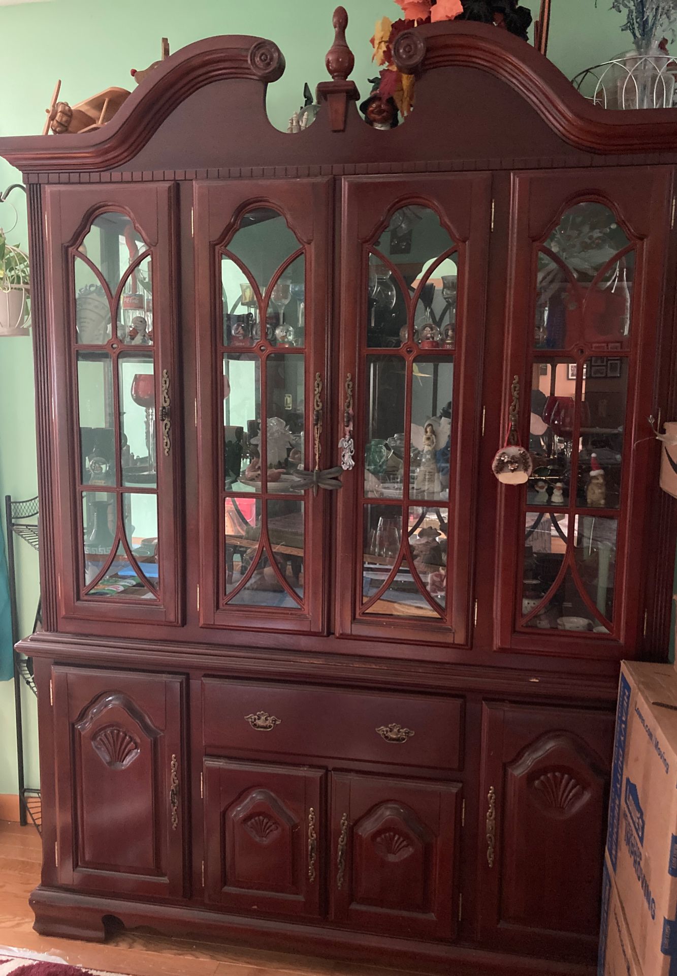 Cherry lighted hutch