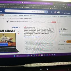 Like New Rog Strix Scar 15 Gaming Laptop