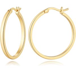 14K Gold Hoop Earrings for Women 14K Gold Earrings for Women Gold Hoop Earring for Womens Hoops Simple Design with Smooth Lines Hoops Earring for Wome