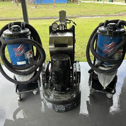 Complete Epoxy Floor Prep System – Grinder + 2 HEPA Vacuums – Ready Now
