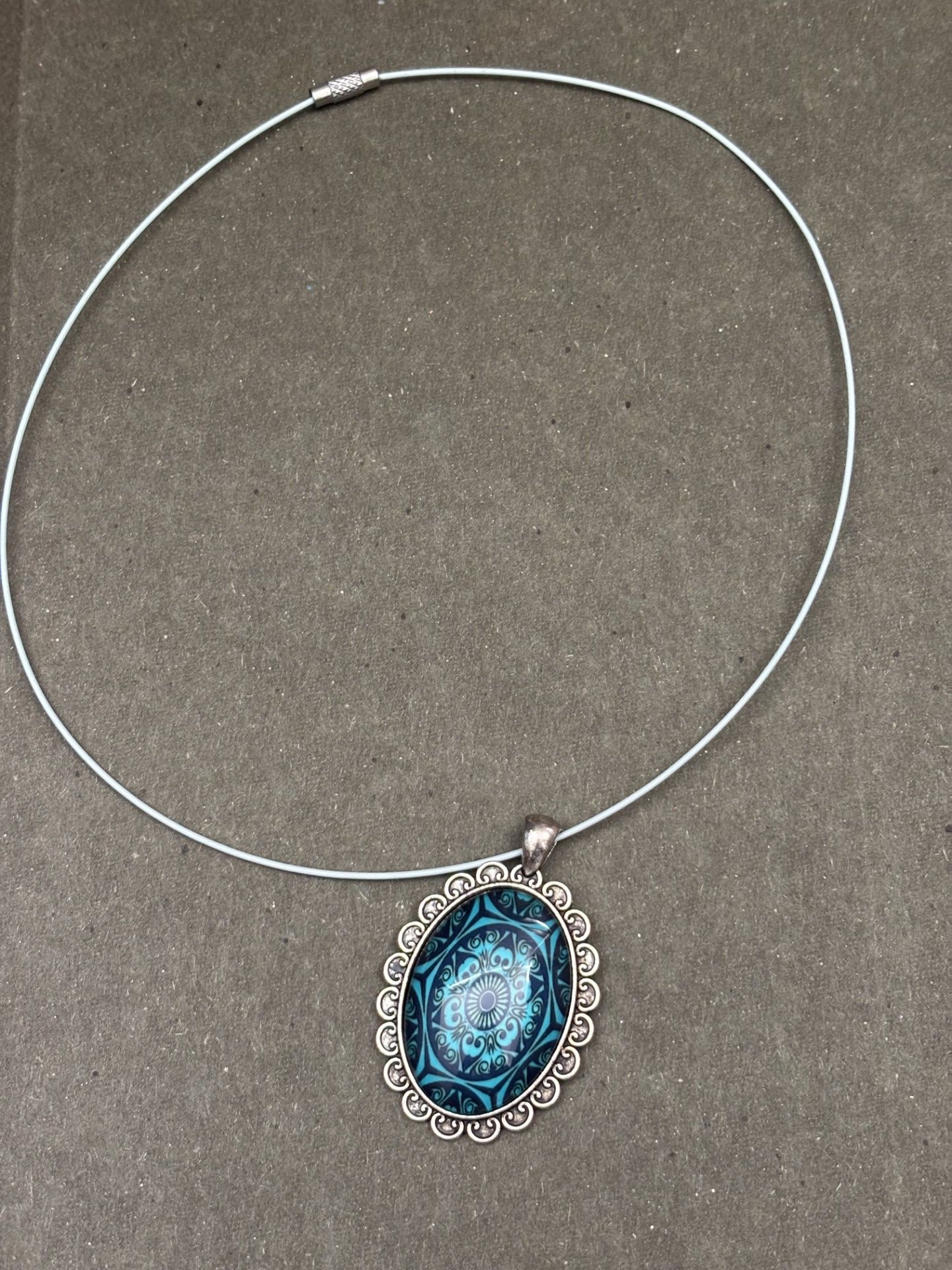Blue Mandala Pendant Necklace