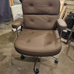 Ergonomic Brown Leather Office Chair