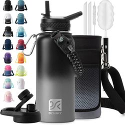 DYSANKY 32 oz Insulated Stainless Steel Water Bottle with Straw and Carrier Bag – Ideal for Gym, Hiking, and Outdoor Activities 