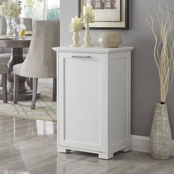  OLD CAPTAIN Wooden Tilt Out Trash Cabinet, Hidden Trash Can Kitchen Holds 10 Gallons white finish FRONT TILT OUT HAMPER: front tilt-out hamper provid