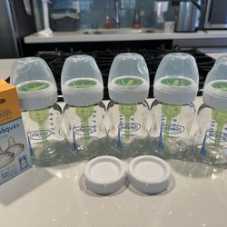 Dr. Brown glass 5 oz bottles (5 total) and level 2 nipples