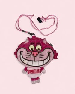 Vintage Disney Alice in Wonderland Cheshire Cat pink lanyard coin wallet purse
