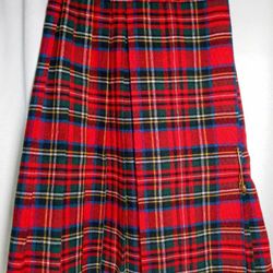 Vintage Retro BOHO WOOL Red Plaid Skirt Size 9 Clothes Vintage Large Safety Pin. 