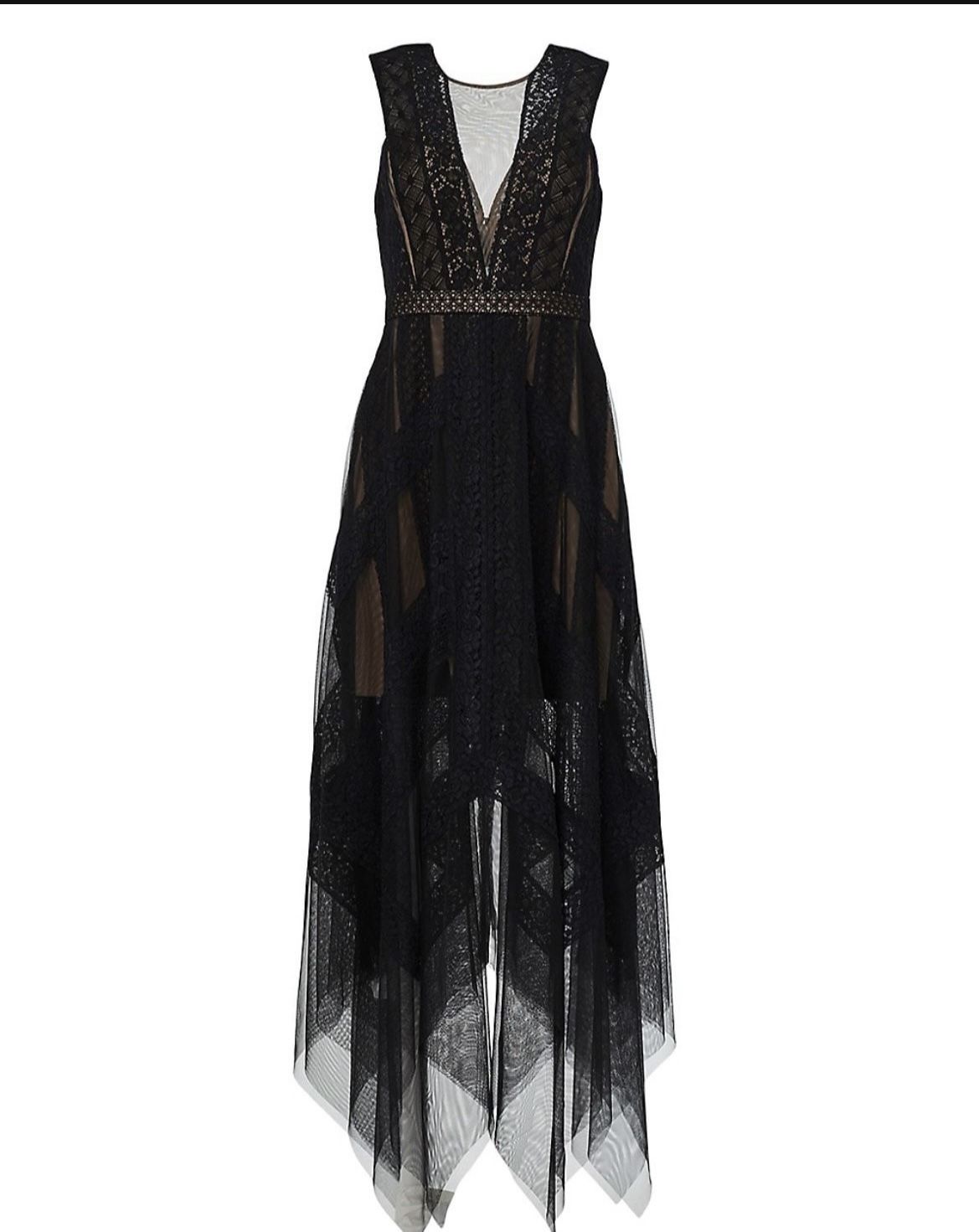 BCBGMAXAZRIA Andi Asymmetric Lace & Tulle Maxi Dress Size 10 Only  $98