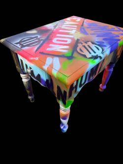 Graffiti style painted side table