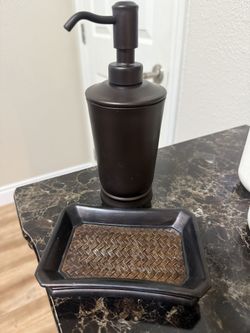 Brown Soap Dispenser Set