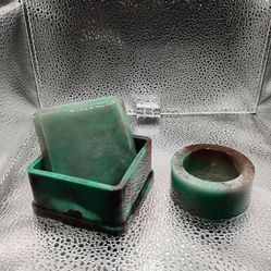 Earth tone trinket box and tealight candle holder