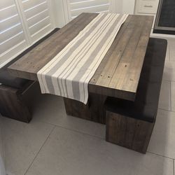 West Elm Bench And Table With Cushions