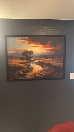 Desert scene print in frame