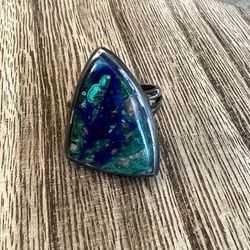 Vintage Azurite & Sterling Silver Ring Size 5.5