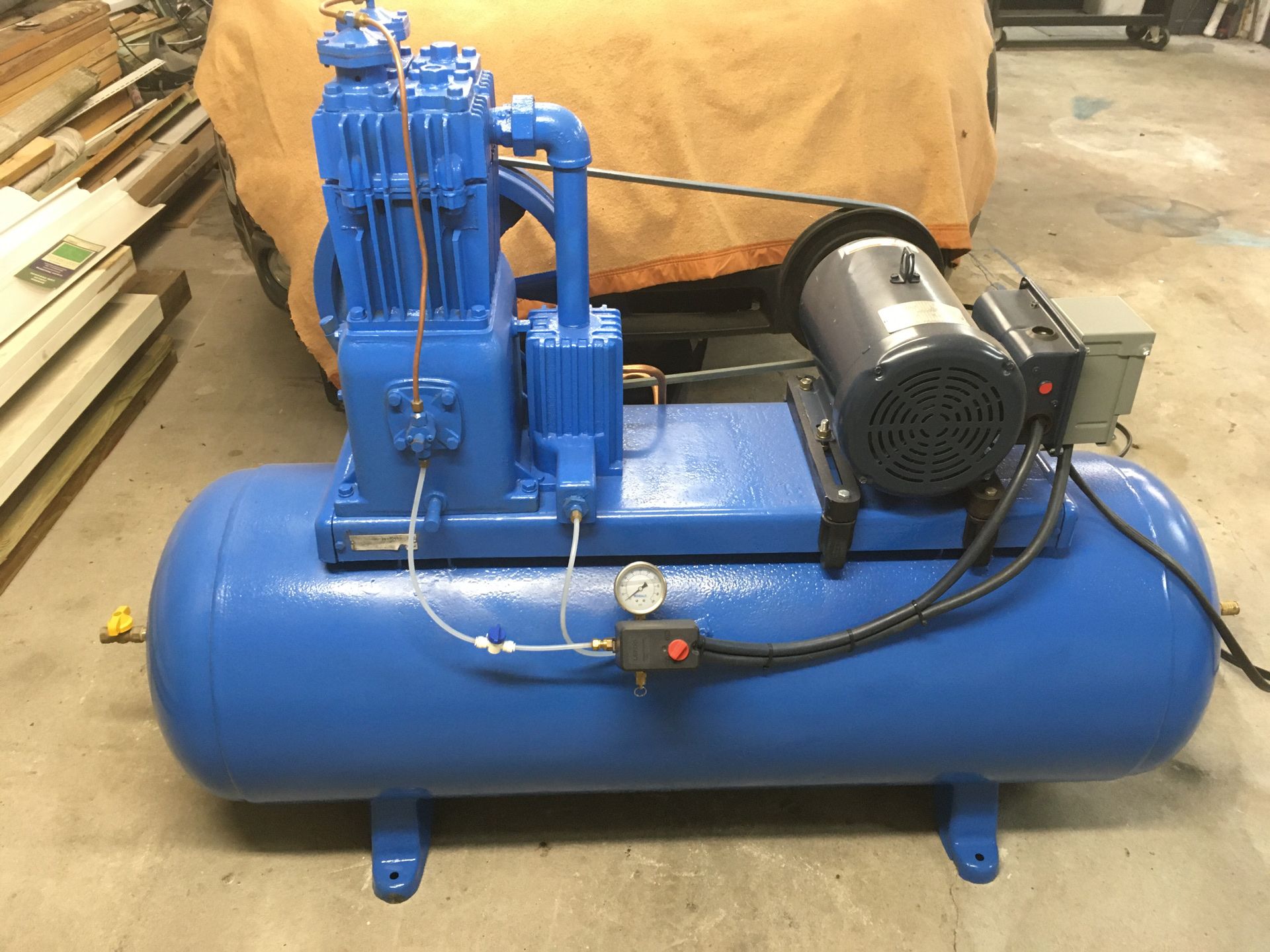 Quincy model 230 air compressor rebuilt pump brand new motor brake in time only