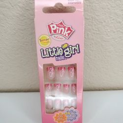 Pink by Kiss Little Girl 24 Nails Longer Length & Press On Tabs NWB 