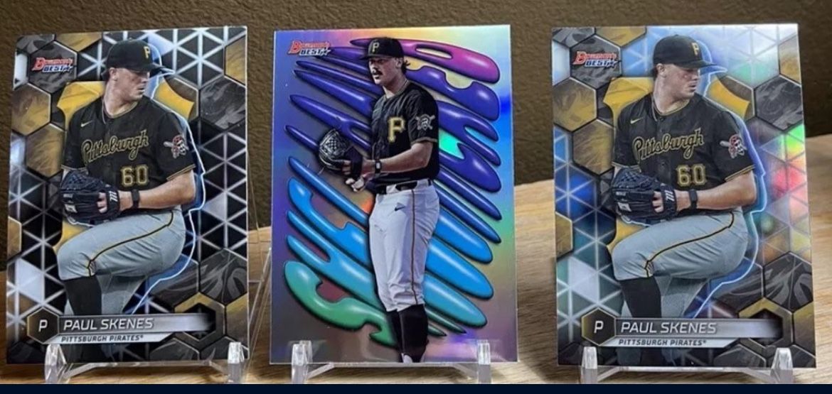3 CARD LOT 🏆 Paul Skenes 2 Refractors 1 Base