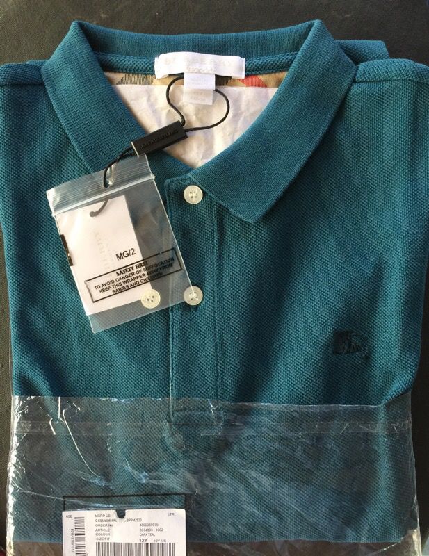 Burberry size 12 Boys Dark Teal polo shirt new for Sale in