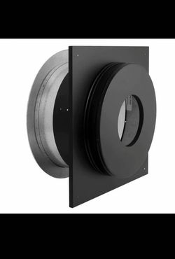 6 Inch DuraVent Dura/Plus Wall Thimble, Galvanized Steel Painted black