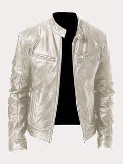 Jett Men's leather stand collar biker jacket