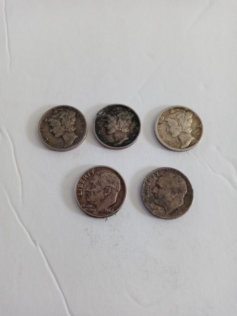 Vintage Silver Mercury Dimes