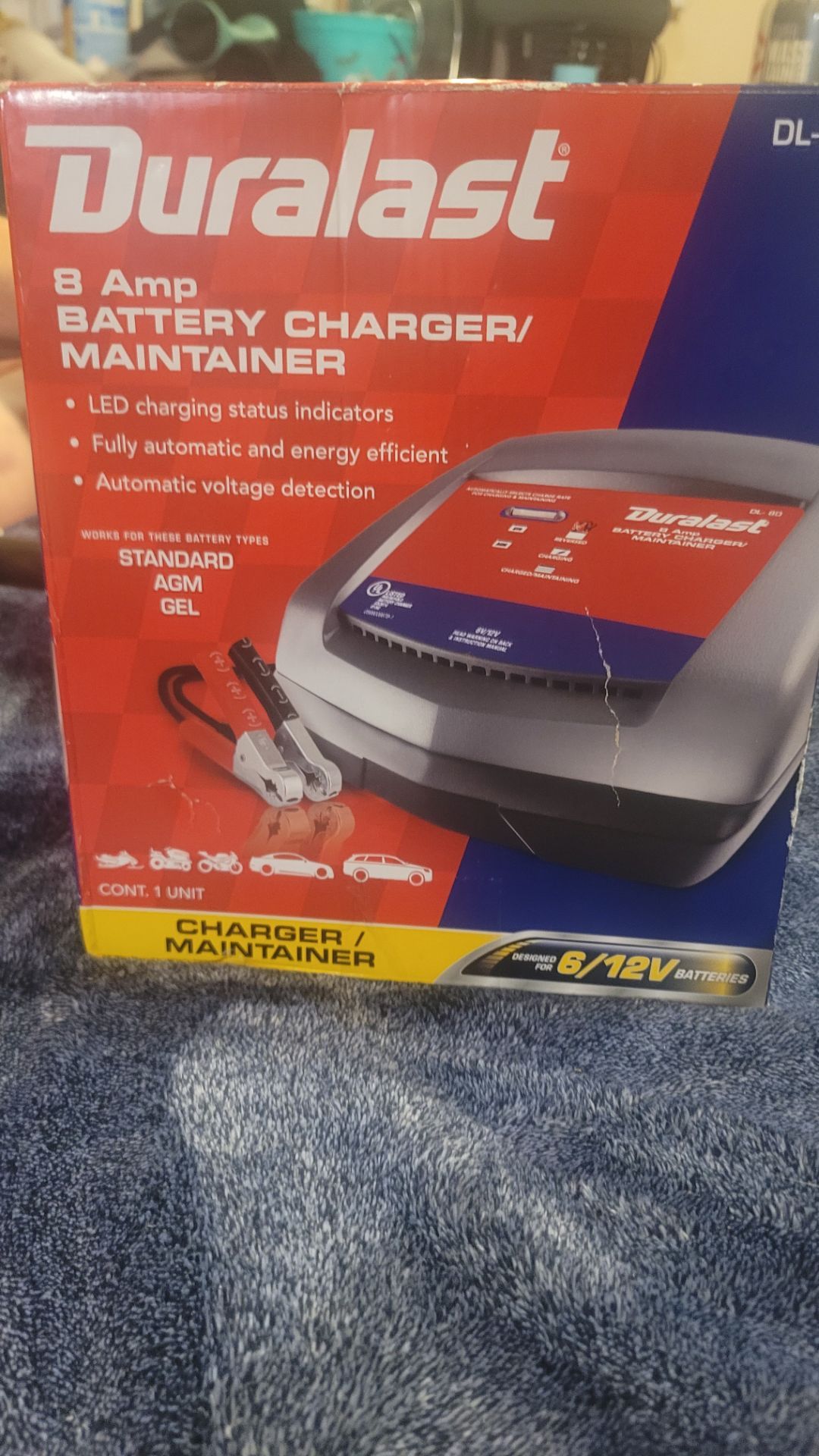 Battery charger 8to 12 Amp maintainers Braun 750 lumens steel tactical light