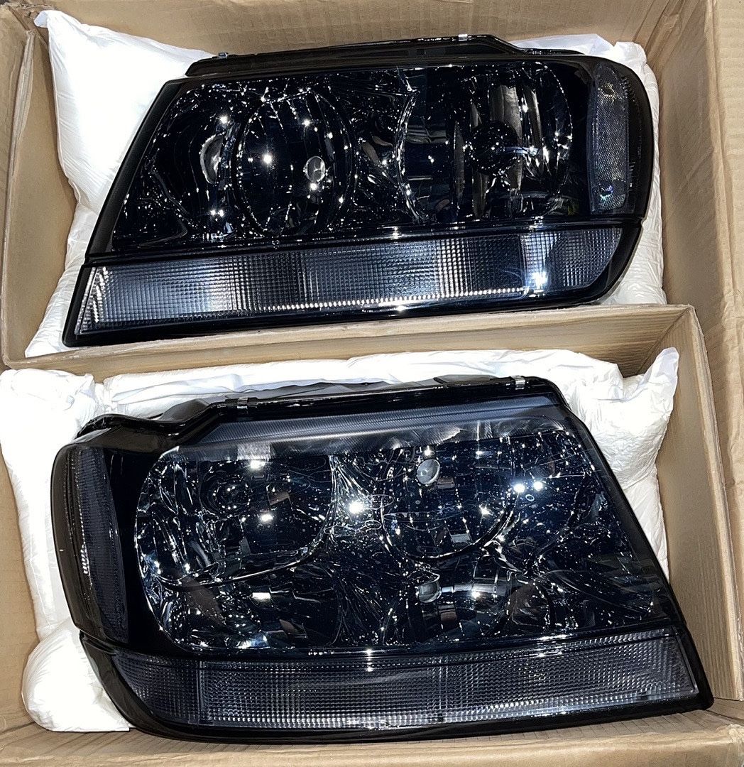 LA Zona Auto Parts 1999 to 2004 Jeep Grand Cherokee smoked Headlights Luces Micas Calaveras Faros  Ahumadas 