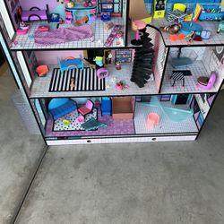 Lol Surprise Omg Barbie Dolls Wood House Playset Display Beauty Salon $200 Or Best Offer