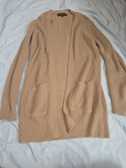 Tan Knit Open-Front Cardigan