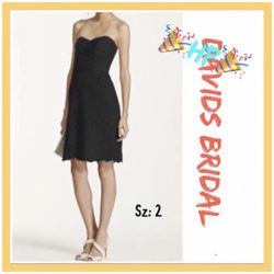 NWT Womens Davids Bridal Black Dress Sz:2