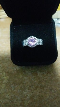 Size 6 pink topaz ring sterling silver