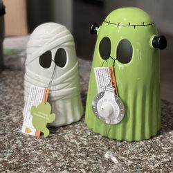 GREEN LIGHT UP newest FRANKENSTEIN CERAMIC GHOST NWT