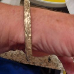 Sterling Silver Etched Bangle Bracelet