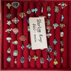 Antique Sterling Silver Rings For Valentines Day Gifts