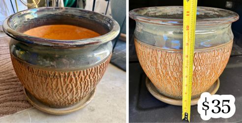 Assortment of Glazed Terracotta Plants Pots, Metals Stands, Trivets & Landscaping Rocks