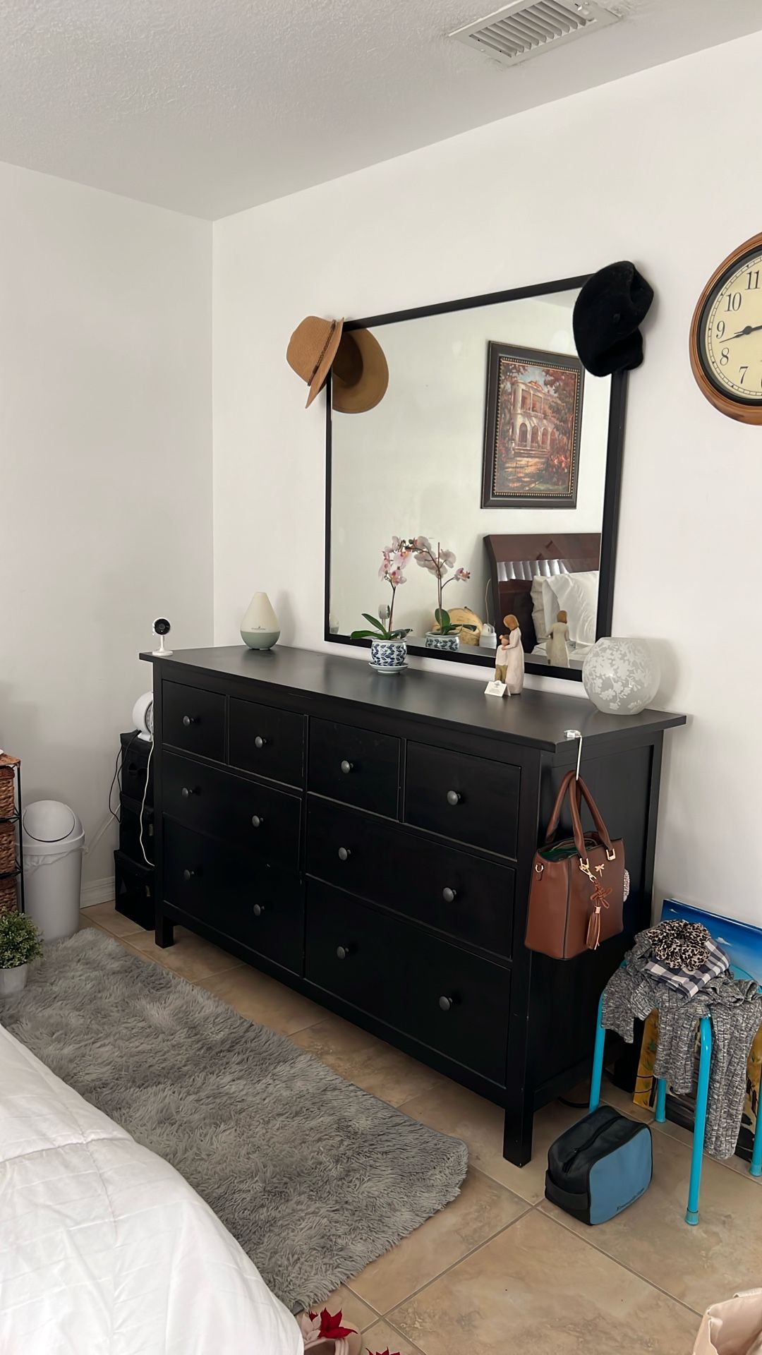 Black Ikea Dresser & Mirror