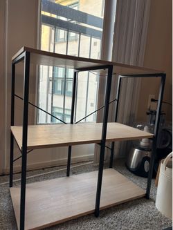 3-Tier Metal and Wood Shelving Unit