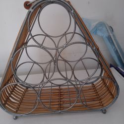 SILVER & WICKER WINE RACK