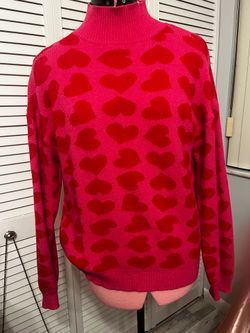 💕 Pink Heart Turtleneck Sweater – Cozy Valentine’s Knit | Oversized Style