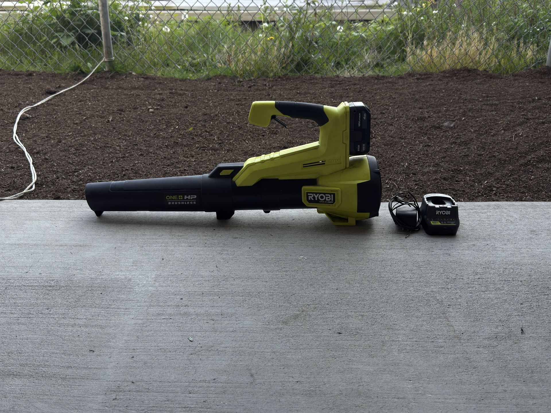 RYOBI LEAF BLOWER WITH 1 BATTERY AND FAST CHARGER
