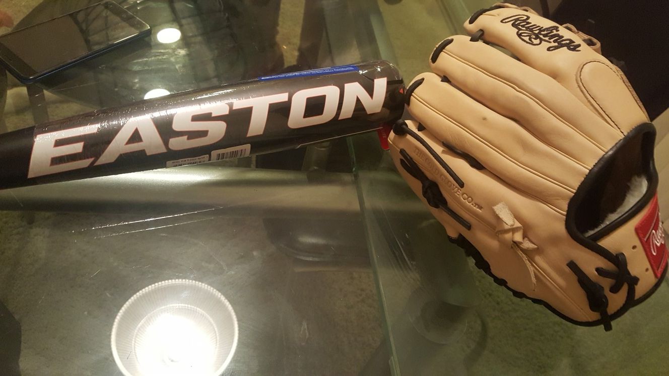 Baseball bat & baseball glove