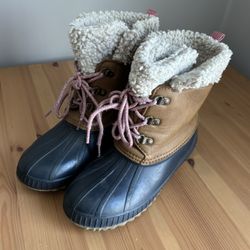 Gap Kids Girls Winter Duck Boots Sherpa Lined Size 3/4 Big Kids 