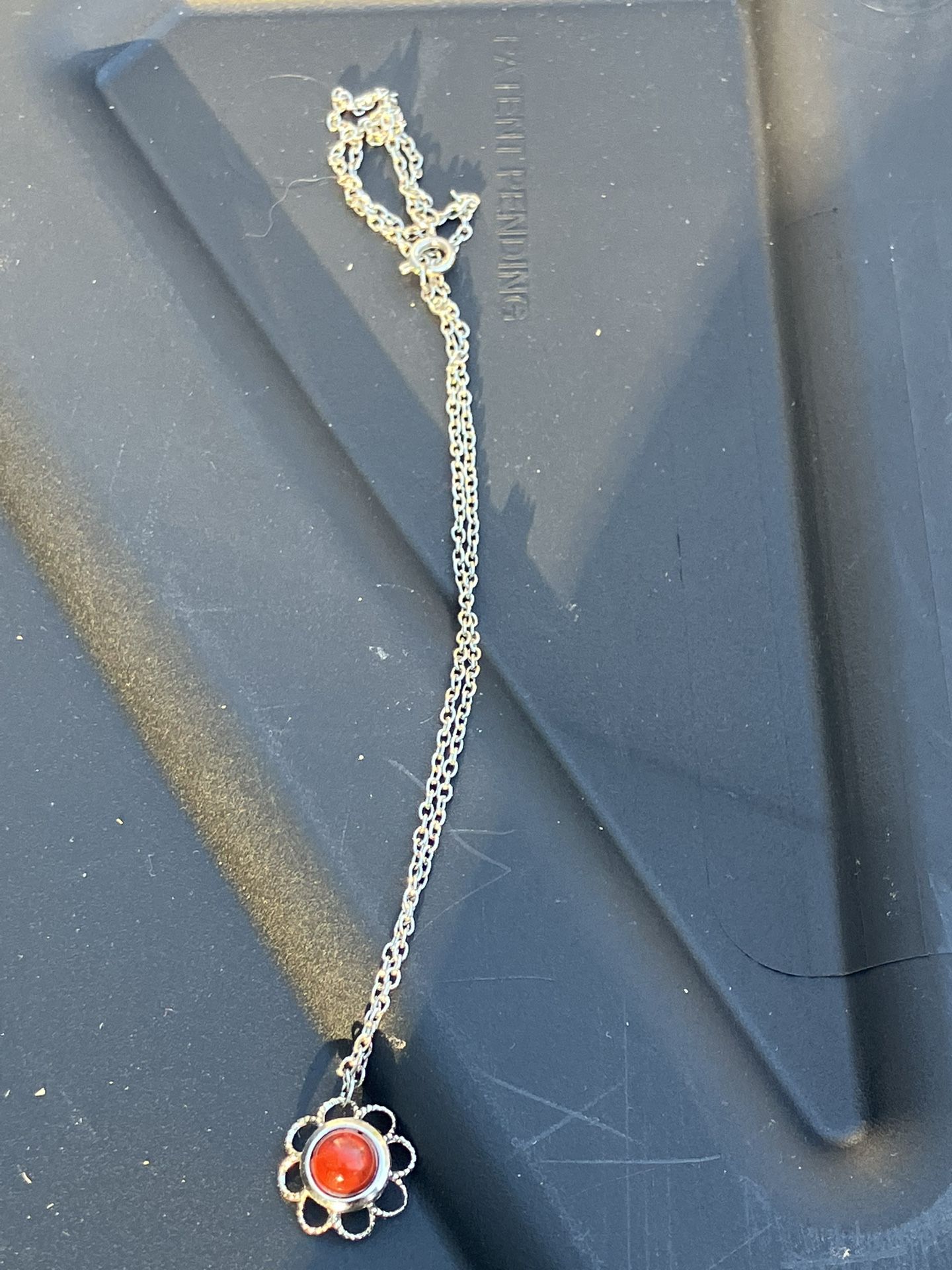 Dainty Necklace With Stone Flower Pendant