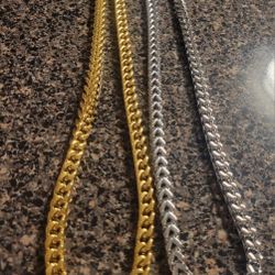 CUBANAS chains, squares, bath in gold and  Stainless Steel  