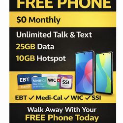 Free Government Phone – Unlimited Talk & Text (EBT/Medical OK)