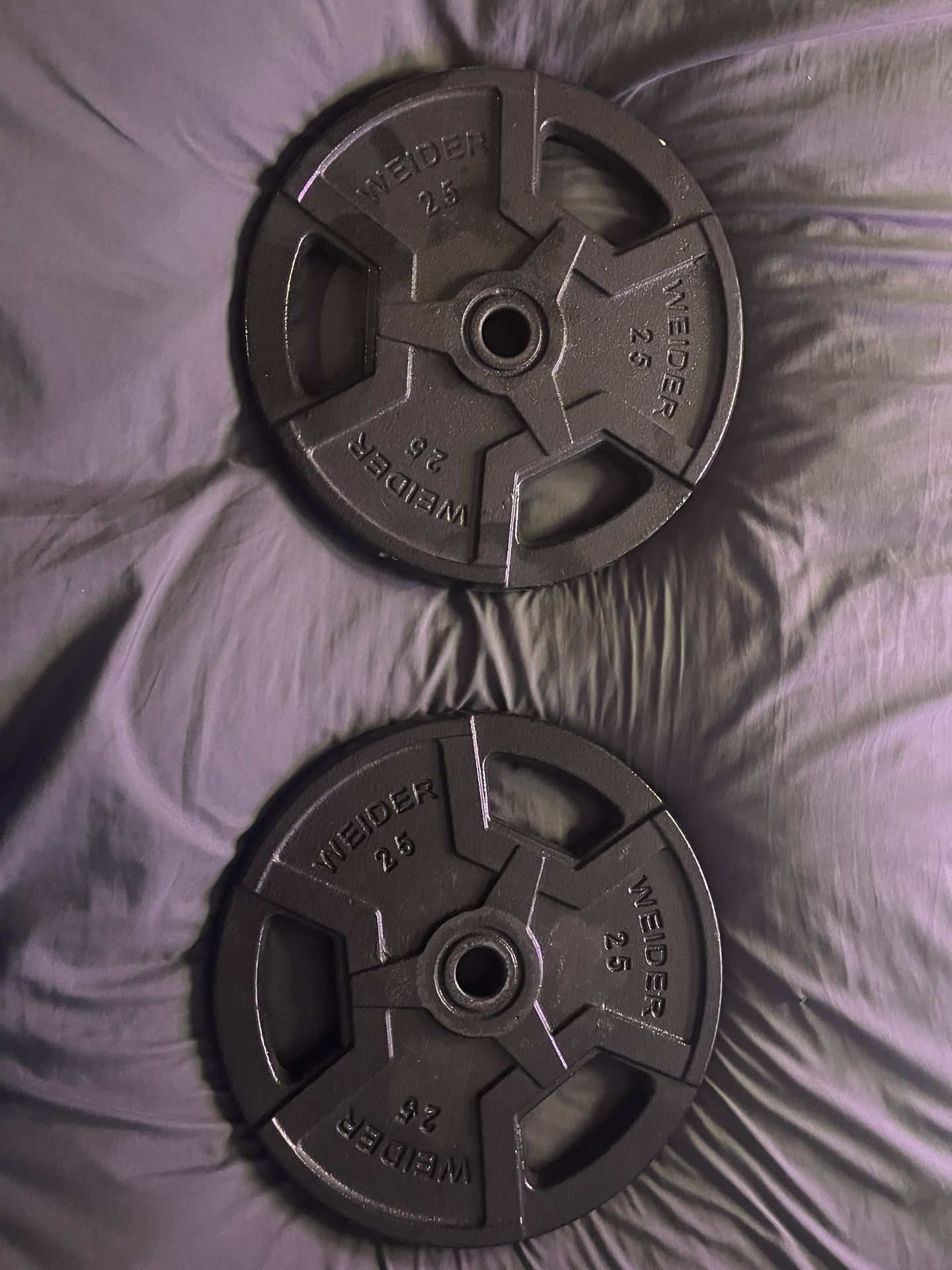 Weider 25 Ib Weight Plates w/ Barbell