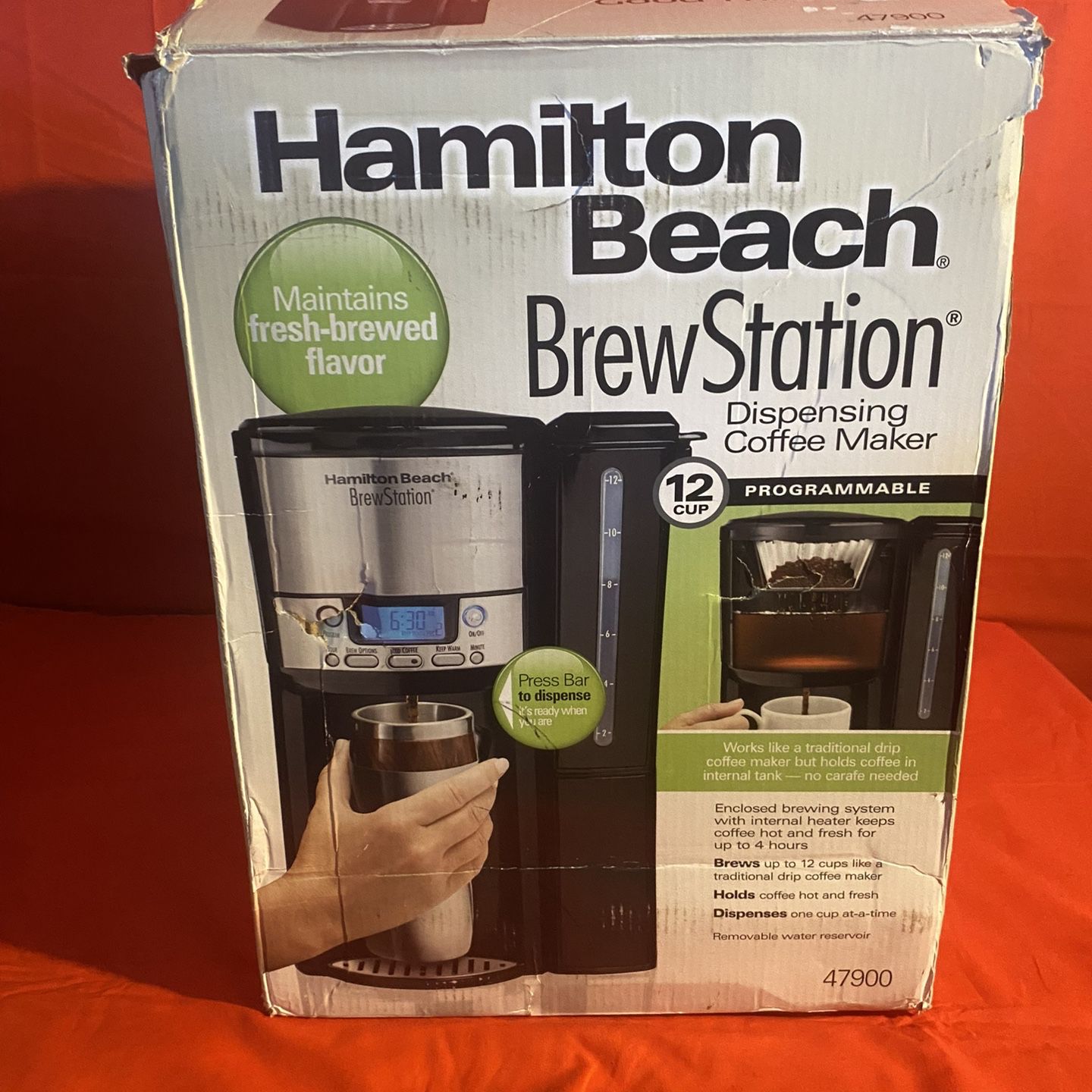 Hamilton Beach 47900 Black Brew Station 12-Cup Dispensing Programmable  Coffeemaker with Removable Water Reservoir