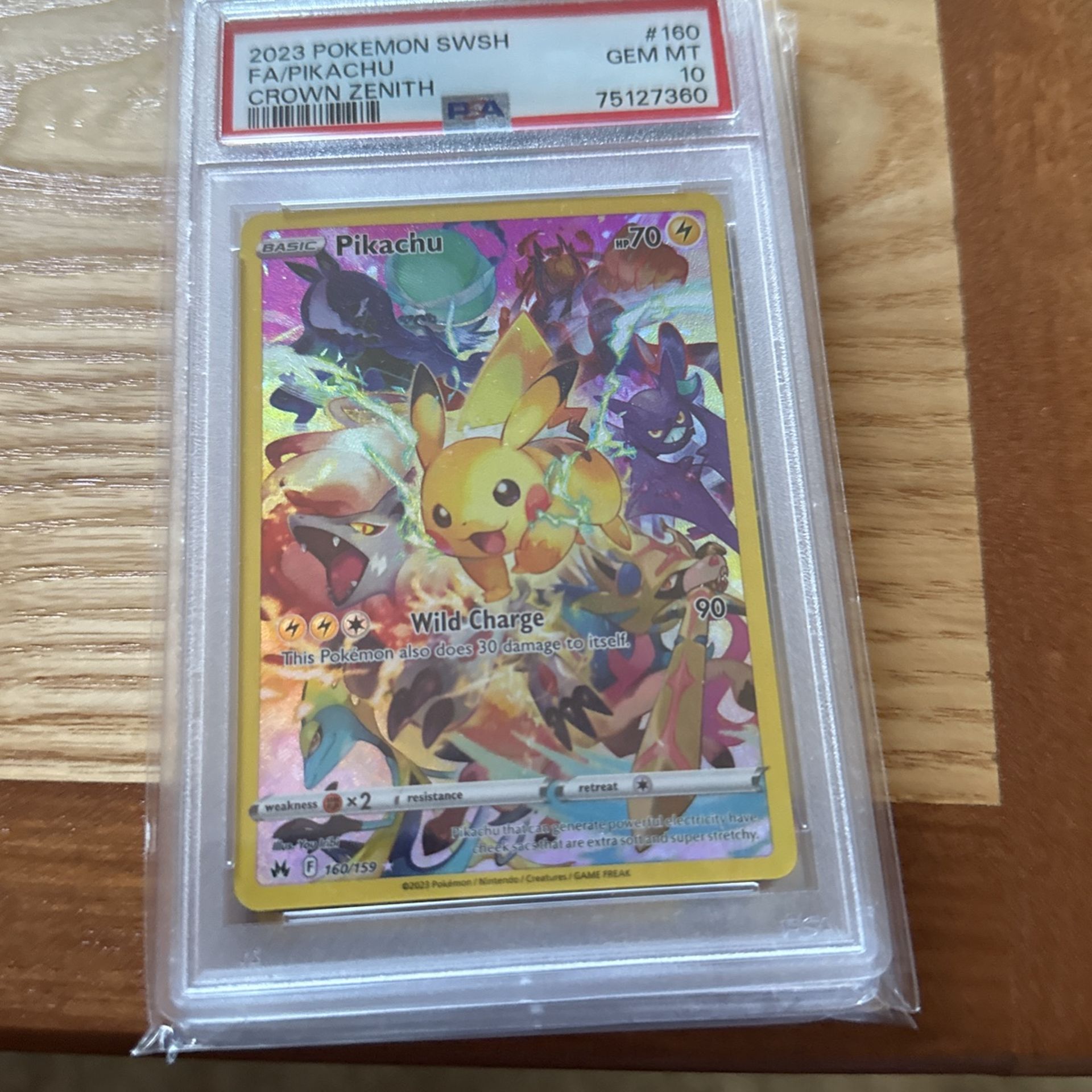 2023 Pokemon SWSH FA/Pikachu Crown Zenith 160/159 Graded 10