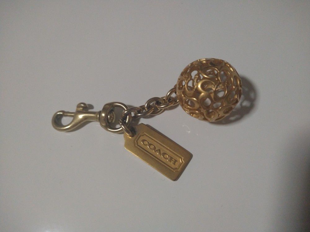 Vintage Rare COACH Dual Fob Keychain Bag Clip Purse Charm-Brass Trigger Snap